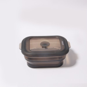 [실리밀리] 100% 실리콘 사각 폴딩 런치박스 480ml (그레이-1color) (열탕소독,냉장,냉동,전자레인지)