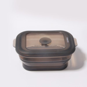[실리밀리] 100% 실리콘 사각 폴딩 런치박스 880ml (그레이-1color) (열탕소독,냉장,냉동,전자레인지)